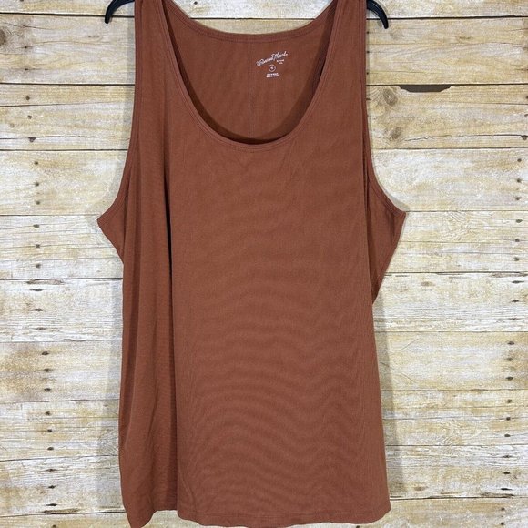 Universal Thread Womens Ribbed Tank Top 4X Copper Rust Brown Scoopneck Stretch - Picture 7 of 7